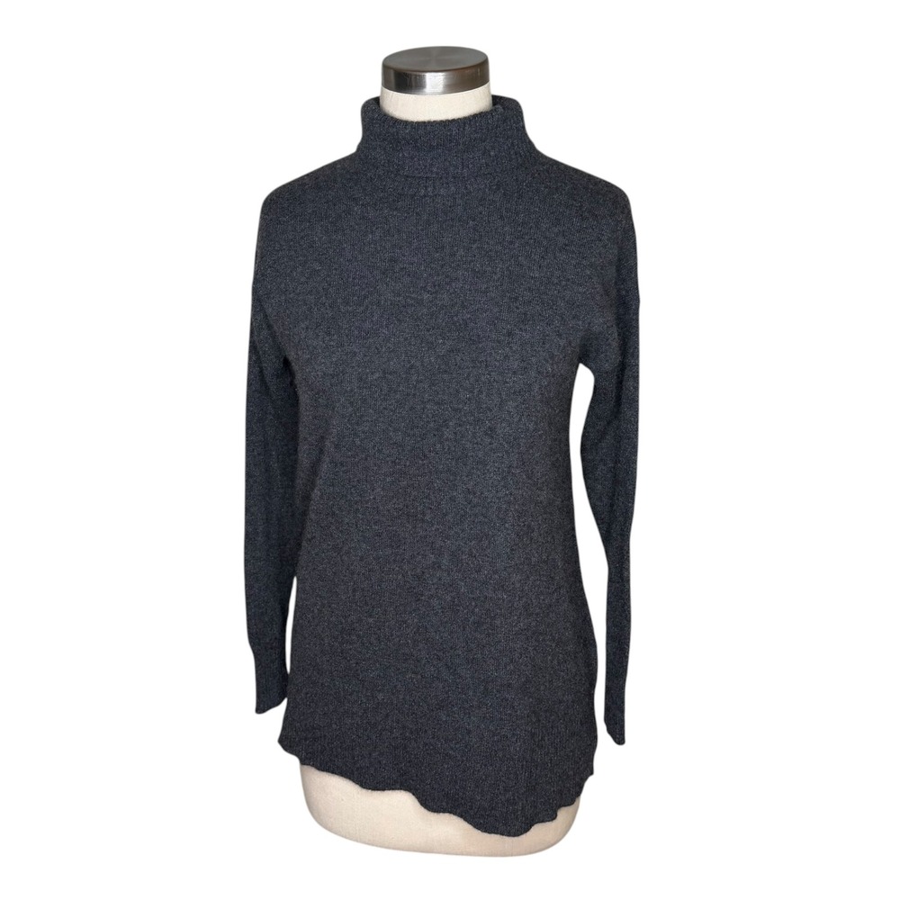 WHITE + WARREN Sweater Gray Cashmere Colorblock Turtleneck Women's Size Small